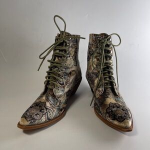 Jeffrey Campbell Womens Elmcroft Floral Tapestry Ankle Boots Size US 9.5